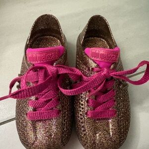 Mini Melissa Glitter Gold and Pink Sneakers